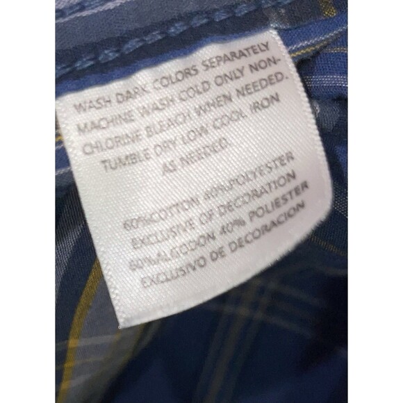 Realtree Shirt Plaid Blue Yellow White Snap Button Western Men’s Medium - Picture 4 of 7